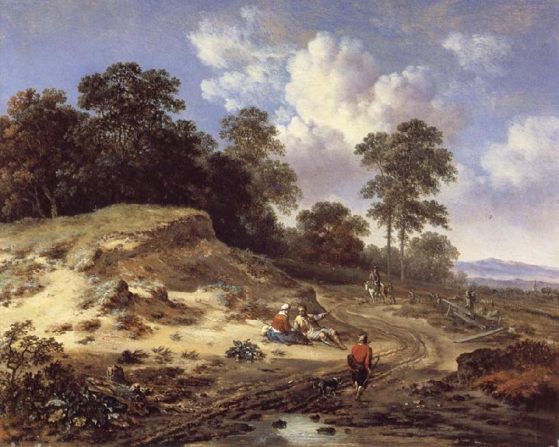 Jan Wijnants A Track by a Dune,with Peasants and a Horseman oil painting image